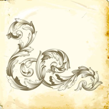 Tasarım için vintage elementlerin vektör barok 'u. 