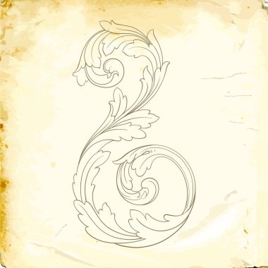 Tasarım için vintage elementlerin vektör barok 'u. 