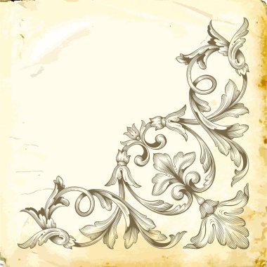 Tasarım için vintage elementlerin vektör barok 'u. 