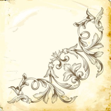 Tasarım için vintage elementlerin vektör barok 'u. 