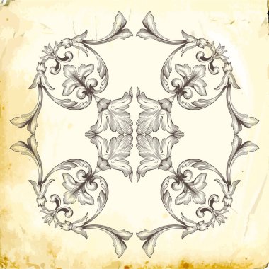 Tasarım için vintage elementlerin vektör barok 'u. 