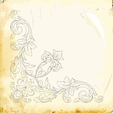 Tasarım için vintage elementlerin vektör barok 'u. 