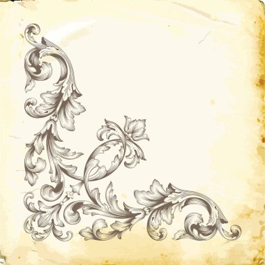 Tasarım için vintage elementlerin vektör barok 'u. 