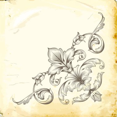 Tasarım için vintage elementlerin vektör barok 'u. 