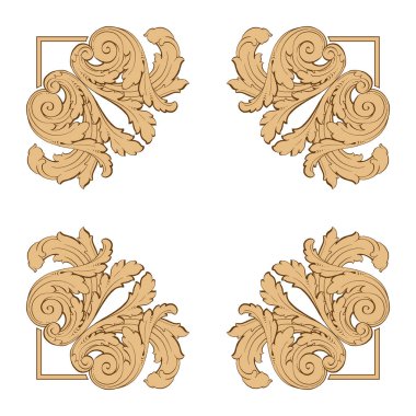 Tasarım için vintage elementlerin vektör barok 'u. 