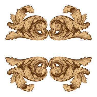 Tasarım için vintage elementlerin vektör barok 'u. 