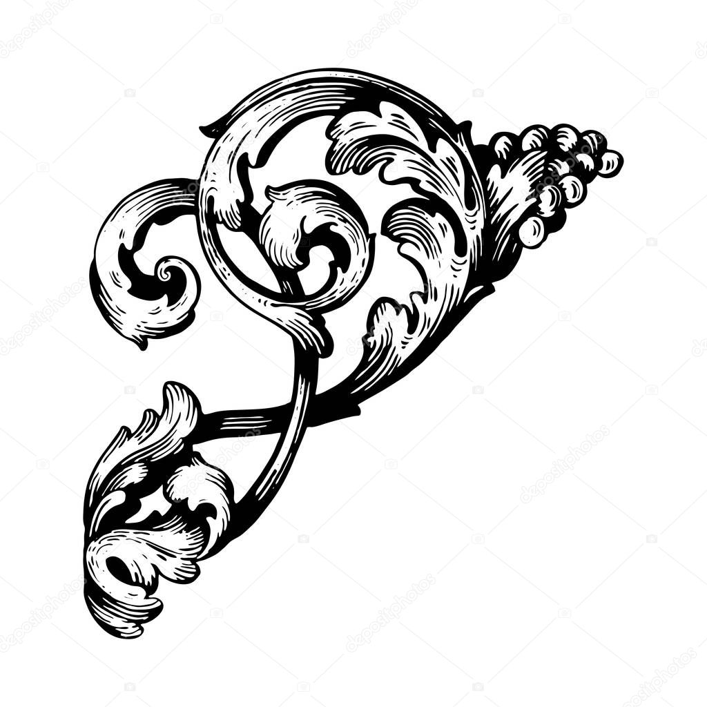 Vector baroque of vintage elements for design. 