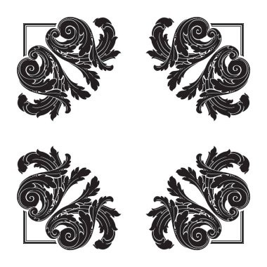Tasarım için vintage elementlerin vektör barok 'u. 