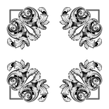 Tasarım için vintage elementlerin vektör barok 'u. 