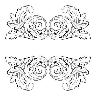 Tasarım için vintage elementlerin vektör barok 'u. 