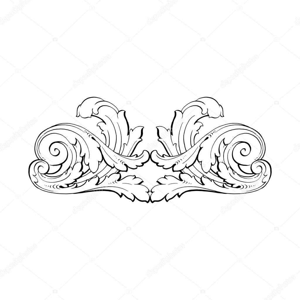 Vector baroque of vintage elements for design. 