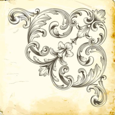 Tasarım için vintage elementlerin vektör barok 'u. 