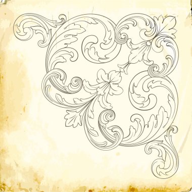 Tasarım için vintage elementlerin vektör barok 'u. 