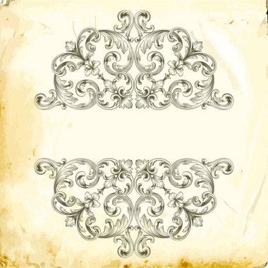 Tasarım için vintage elementlerin vektör barok 'u. 