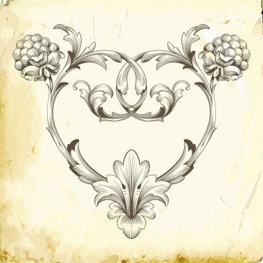 Tasarım için vintage elementlerin vektör barok 'u. 