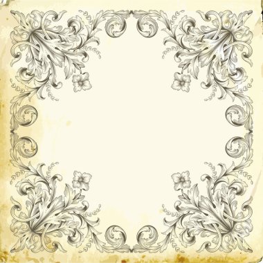 Tasarım için vintage elementlerin vektör barok 'u. 