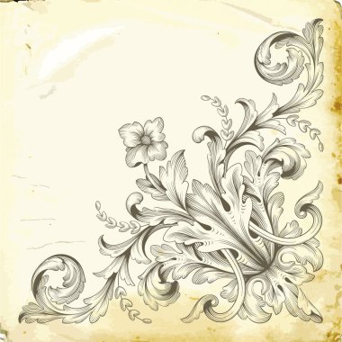 Tasarım için vintage elementlerin vektör barok 'u. 