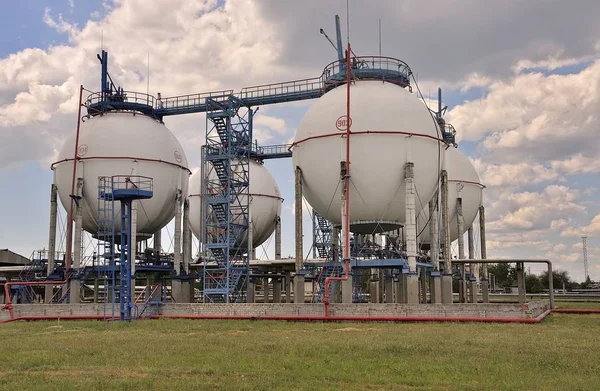 Equipos Empresa Industrial Refinería Planta Química Recipientes Tuberías —  Fotos de Stock