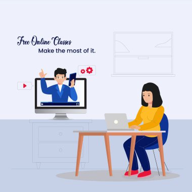Download Elearning Video Classes Free Vector Eps Cdr Ai Svg Vector Illustration Graphic Art