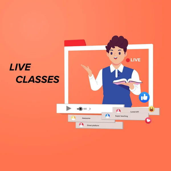 Aprendizagem Online Aprendizagem Learning Classes Digitais Educação Online Aulas Vivo — Vetor de Stock