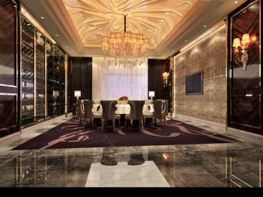 Yemek odasının 3D görüntüsü