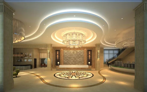 3d render of luxury building reception