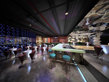 Cafe restoranının 3D görüntüsü