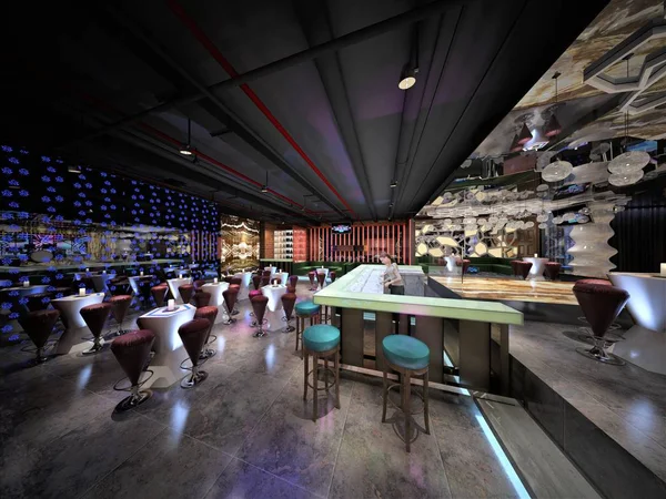 Cafe restoranının 3D görüntüsü