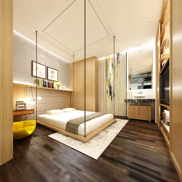 Render Luxury Modern Bedroom — Stock Photo, Image