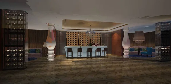 Rendering Del Ristorante Bar Vista Interna — Foto Stock