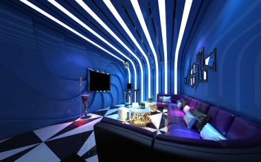 Oturma odasının 3D görüntüsü