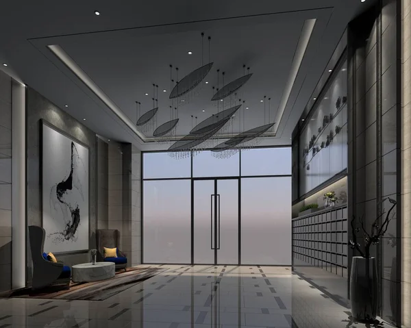 Rendering Lusso Moderno Ingresso Dell Hotel Hall — Foto Stock