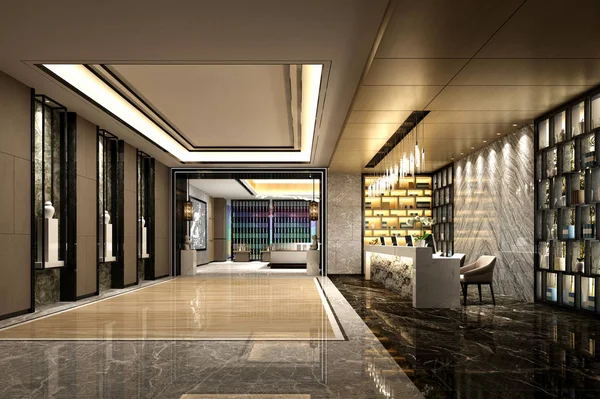 Render Moder Hotel Lobby — Stock Photo, Image