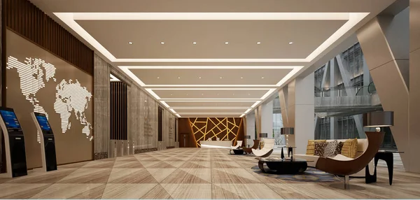 Rendering Della Hall Dell Hotel Moderno — Foto Stock