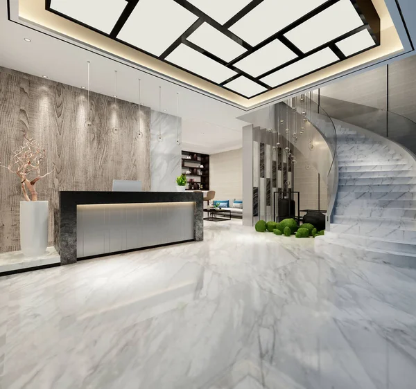 Render Van Moder Hotellobby — Stockfoto