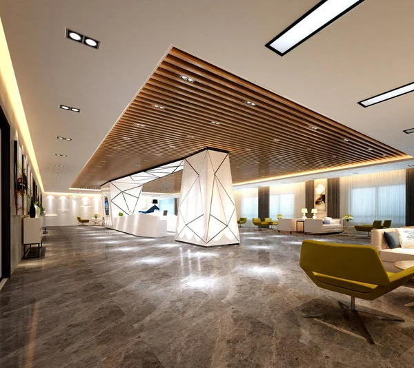 Render Modern Luxus Hotel Lobby Recepcióval — Stock Fotó
