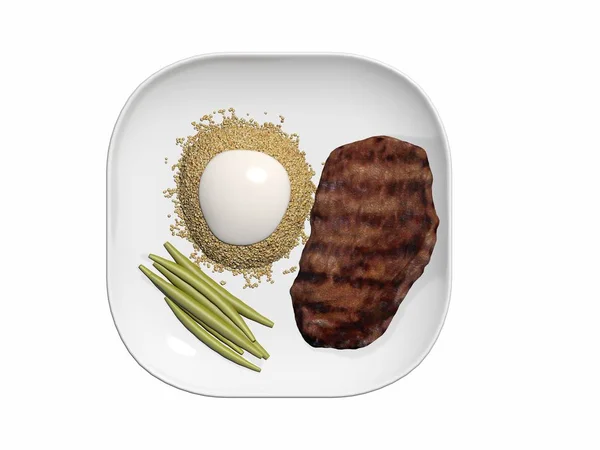 Render Dinner Plate Beed Steak — Stock Photo, Image