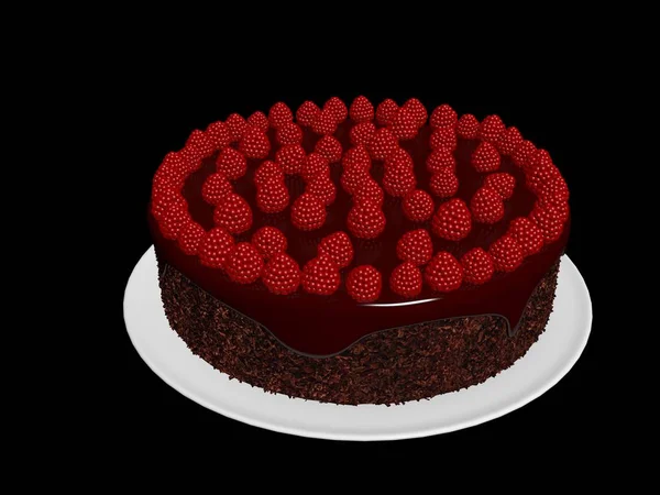 Torta Cioccolato Fresco Con Frutta Render — Foto Stock