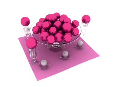Noel Noel dekorasyonu süsler. 3D render.