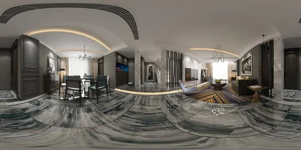 360 derece ev iç 3d Render görüntülemek.