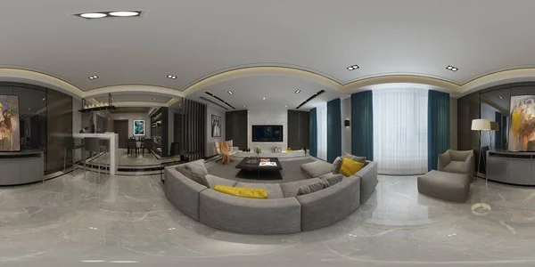 360 Graus Home Interior View Render — Fotografia de Stock