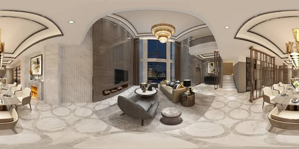 360 Graus Home Interior View Render — Fotografia de Stock