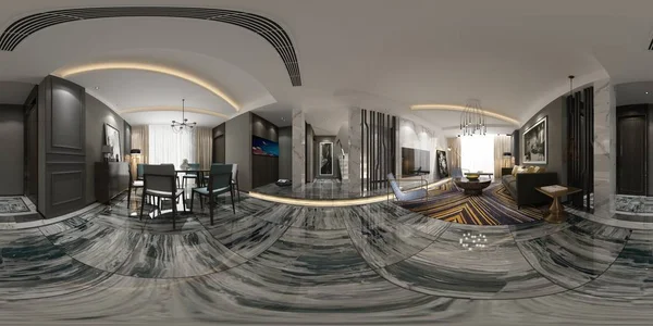 360度家庭内部视图3D — 图库照片