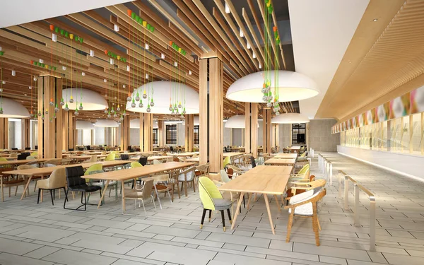 Restoran İç 3D render modern mobilyalı