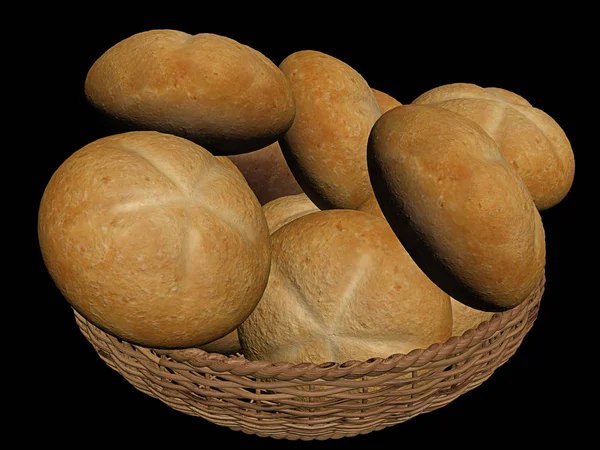 Roti Dengan Keranjang Rendering — Stok Foto