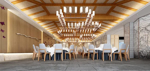 Render Moderno Mobilado Restaurante Interior — Fotografia de Stock