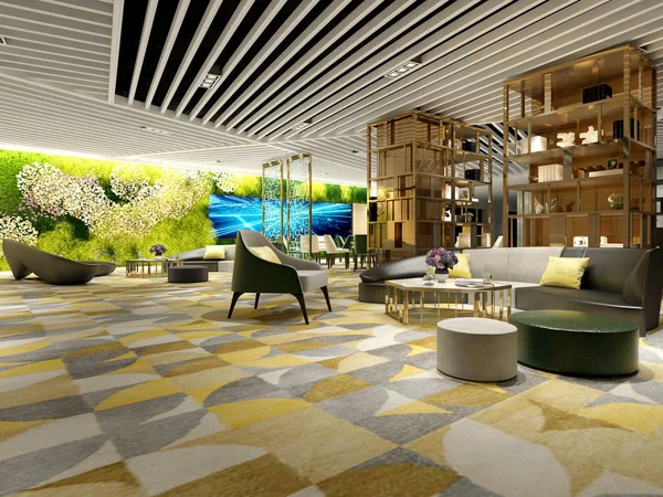 Renderizar Hotel Moderno Luxo Recepção Lobby — Fotografia de Stock