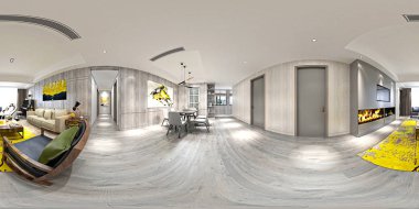 3D render postmodern oturma odası