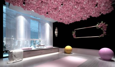 3D render yoga plakaları salon