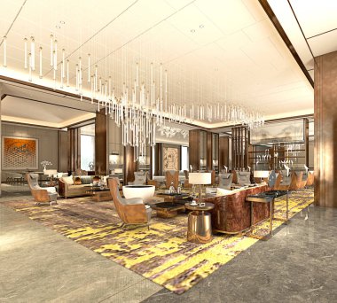 3D render postmodern ev iç